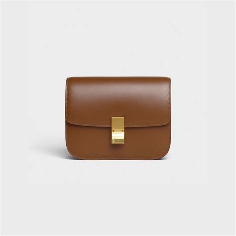 celine box 深棕色 英语|Medium Classic bag in box calfskin .